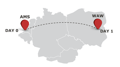 AMS - WAW Line Haul Map