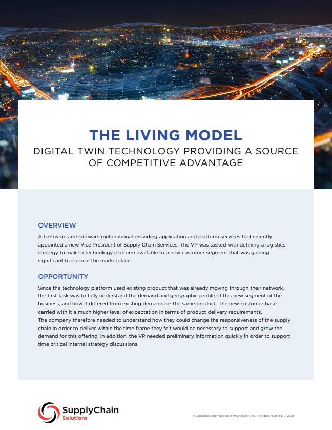 The Living Model - Digital Twin Technology Providing a Source of Competitive Advantage Case Study